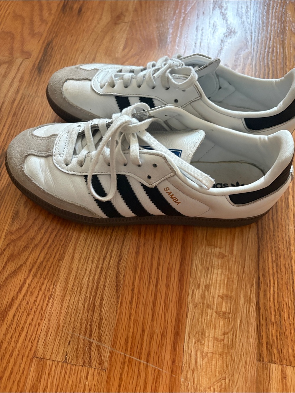adidas Samba White with Black Stripes and Gum Sole Sneakers